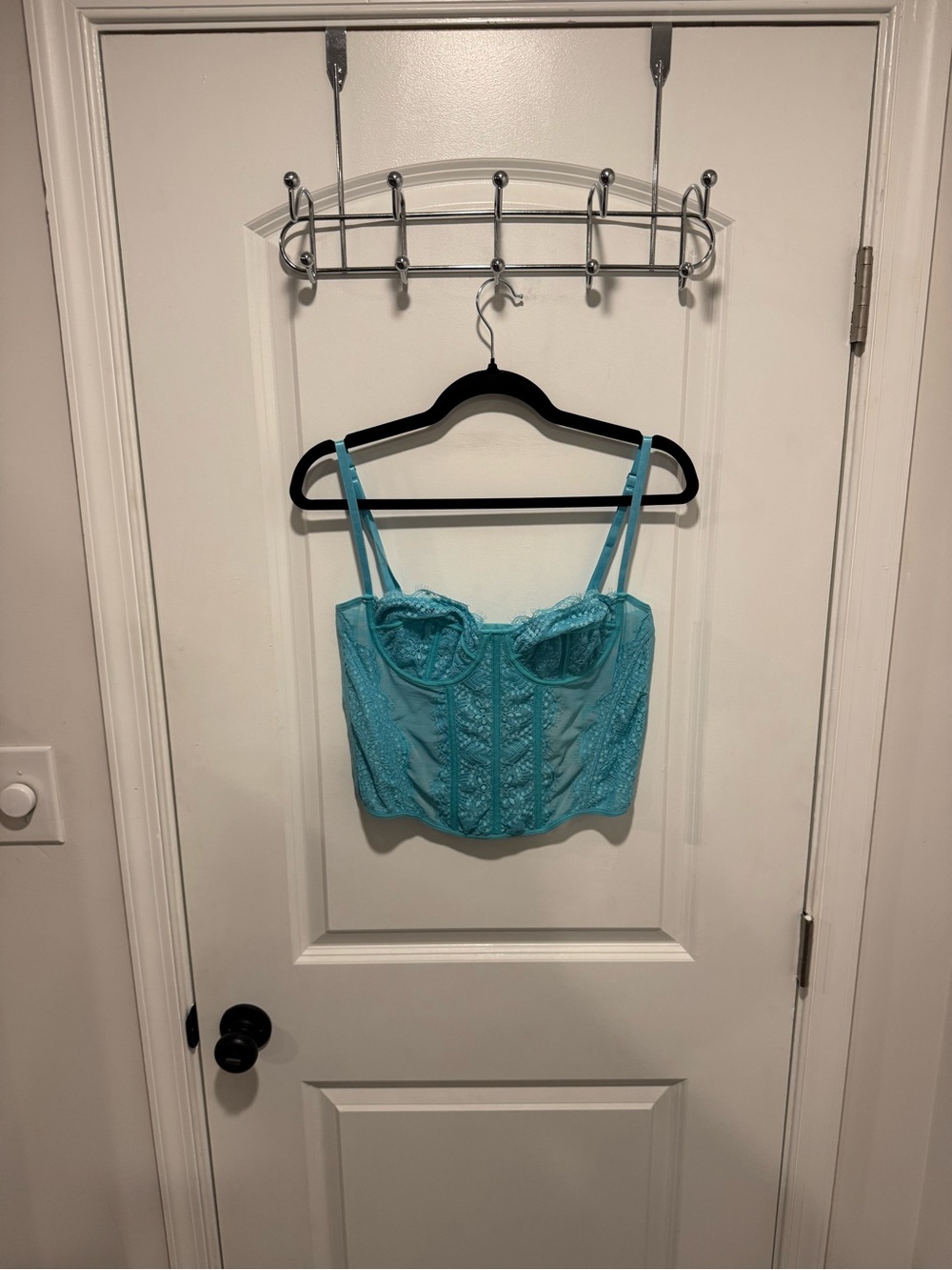 SHEIN Turquoise Lace Bustier Top
